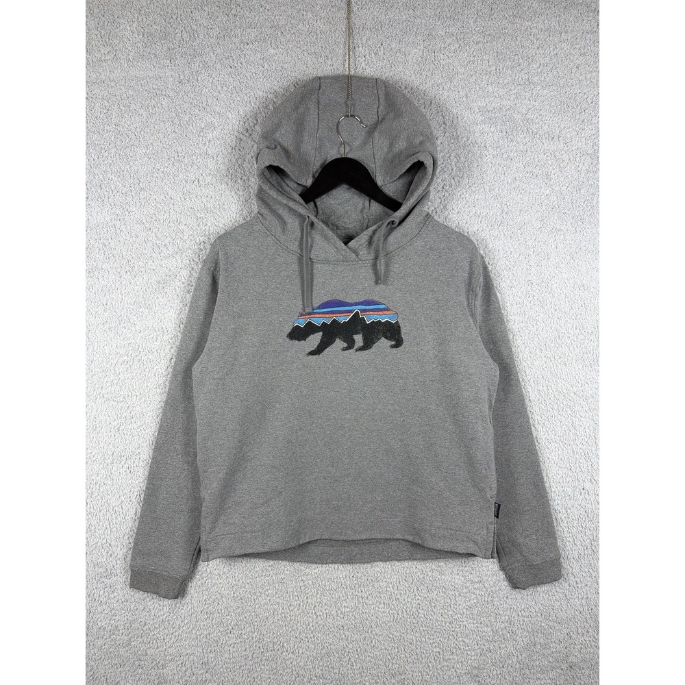 Patagonia Uprisal Hoodie Womens Size L Shadow Gray Fitz Roy Bear Pullover 39556 - Picture 1 of 7